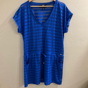 Calvin Klein Women’s Large Swimsuit Blue Cover up resort coastal vacation